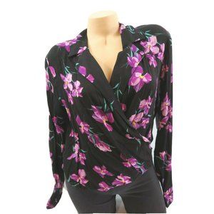 Free Press Blouse Surplus Wrap Front Long Sleeves